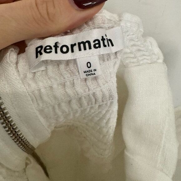 Reformation Denver Linen Dress White Linen Bow - Picture 9 of 9